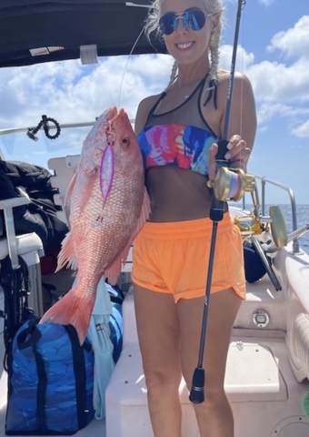 American Red Snapper Slow Pitch Jigging offshore fishing charter Venice, Florida